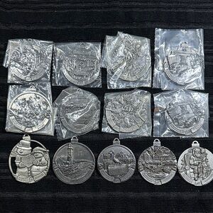 Vintage 1997-2004 Country Store Pewter Ornaments ~Set of 13